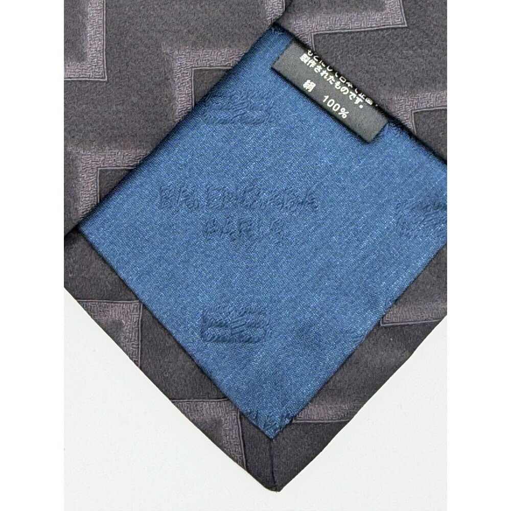 Balenciaga Paris Necktie 100% Silk Tie Gray Black Geometric Zig Zag Pattern Tie - Picture 7 of 9